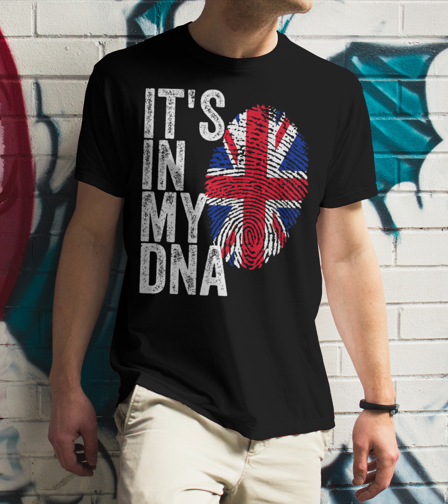 IT'S IN MY DNA UK Union Jack Fingerprint Flag T-Shirt