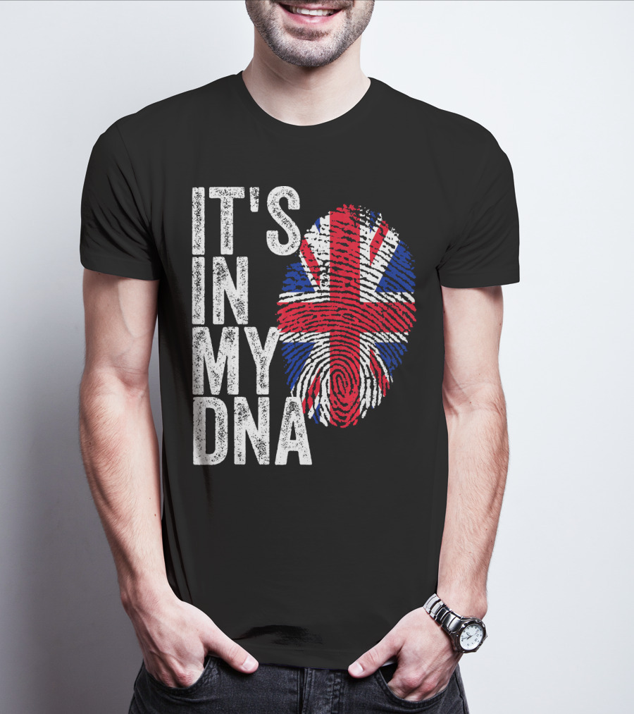 IT'S IN MY DNA UK Union Jack Fingerprint Flag T-Shirt