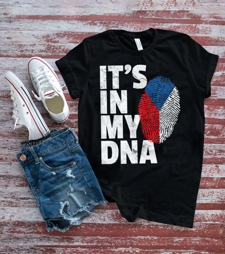 IT'S IN MY DNA Czechia Czech Republic Fingerprint Flag T-Shirt