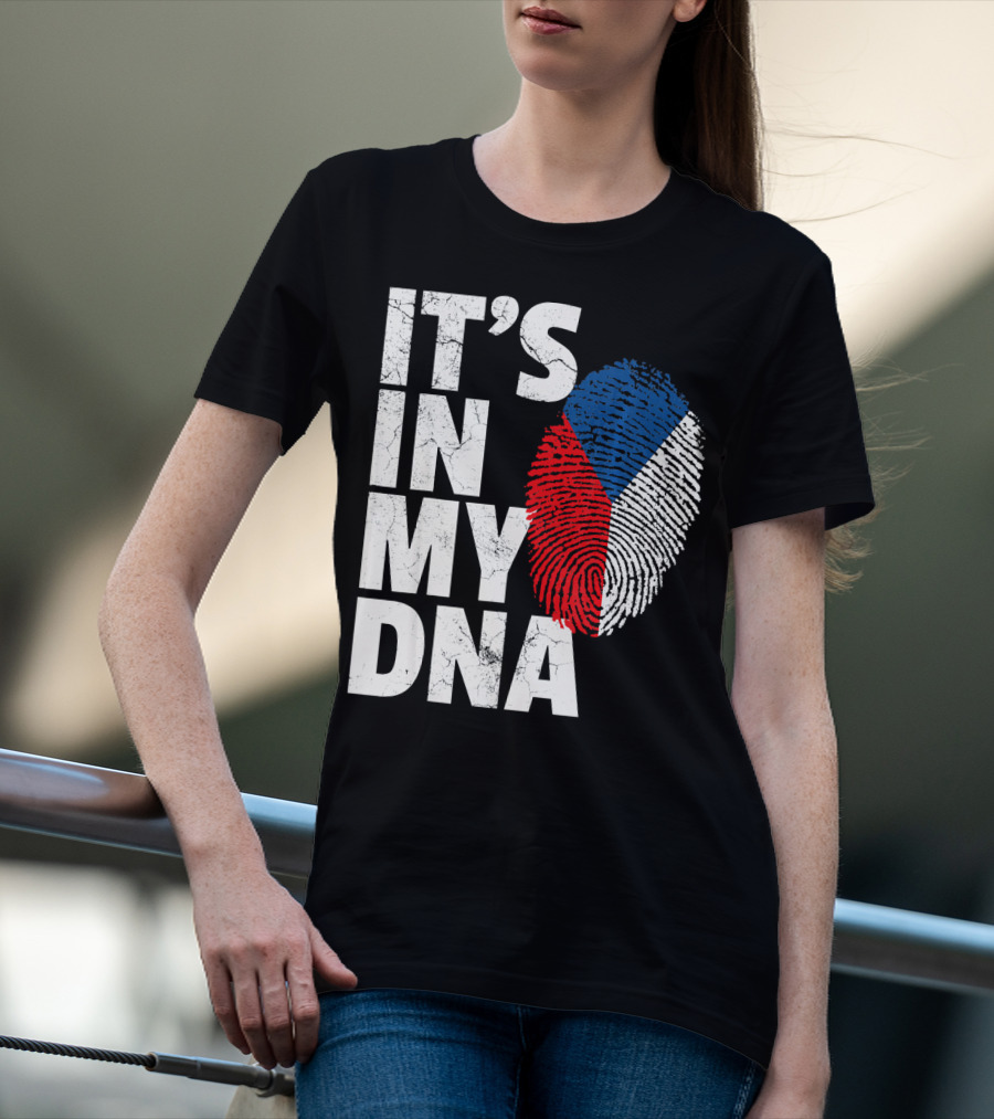 IT'S IN MY DNA Czechia Czech Republic Fingerprint Flag T-Shirt
