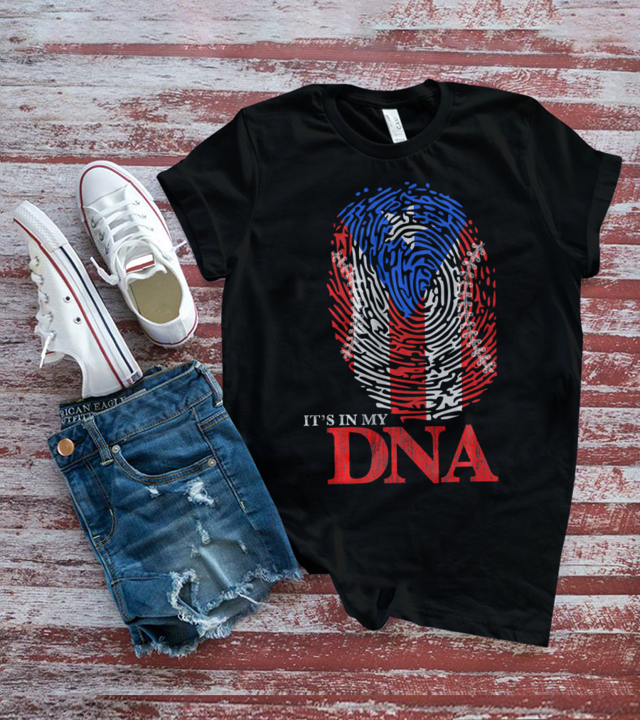 It's In My DNA Puerto Rico Baseball Boricua Flag T-Shirt