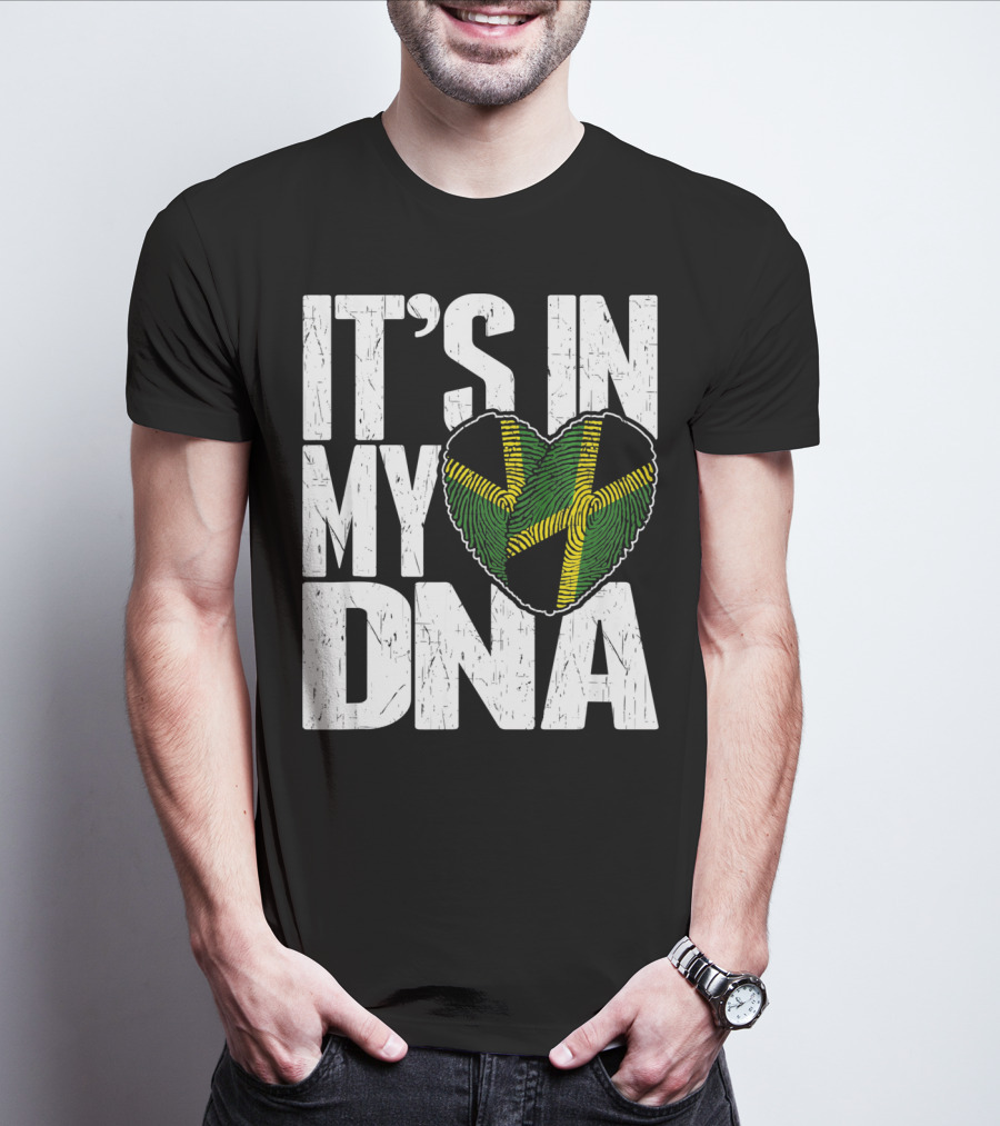 IT'S IN MY DNA Jamaican Flag Heart T-Shirt