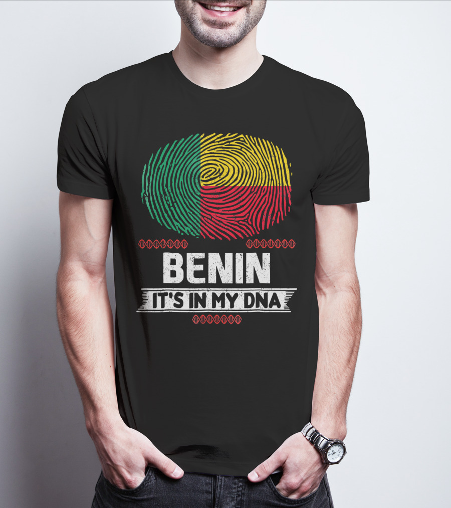 Benin It's In My DNA Beninese Flag Fingerprint T-Shirt