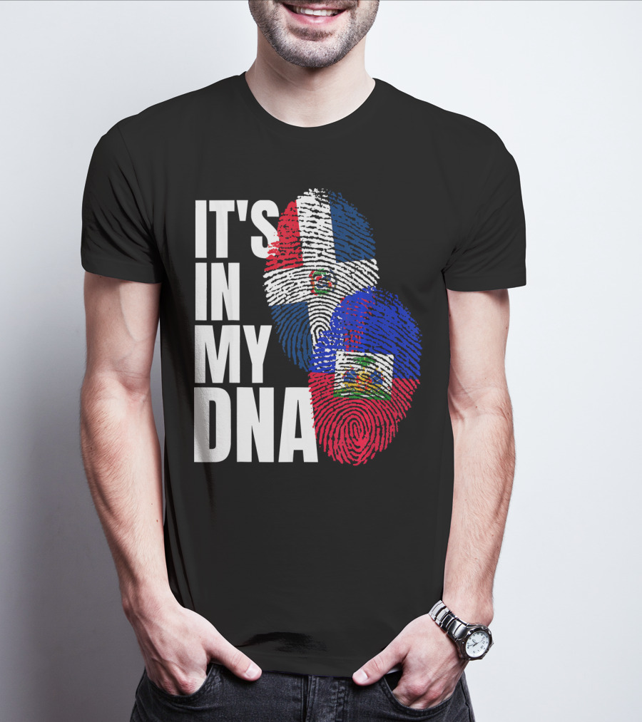 IT'S IN MY DNA Haitian And Dominican Flag Heritage Mix T-Shirt