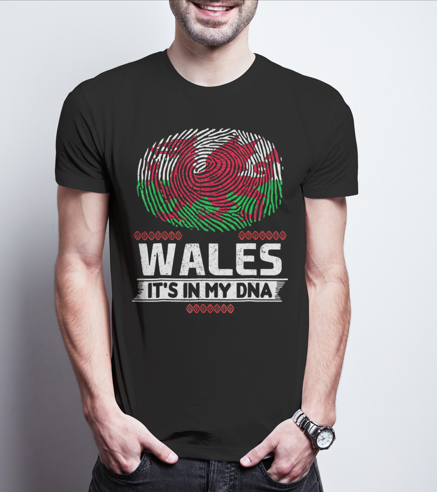 Wales It's In My DNA Welsh Flag Fingerprint T-Shirt