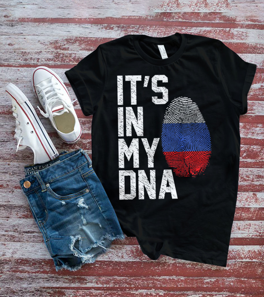 IT'S IN MY DNA Russia Flag Fingerprint T-Shirt
