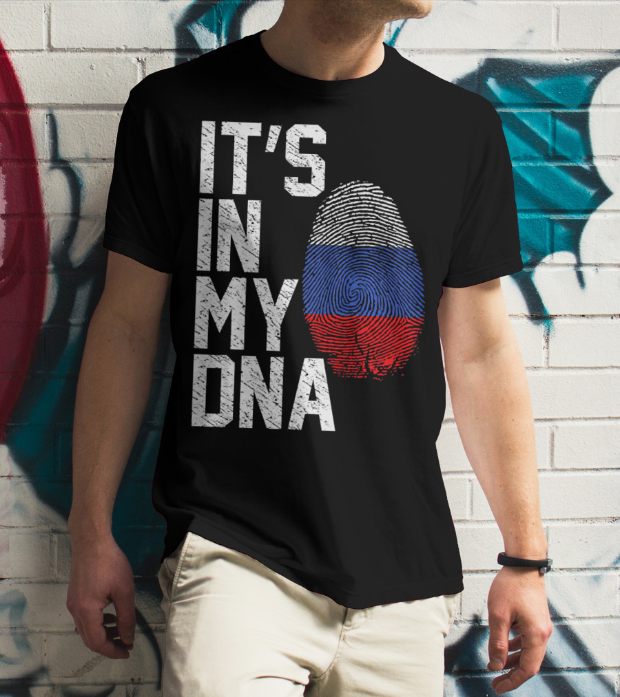 IT'S IN MY DNA Russia Flag Fingerprint T-Shirt