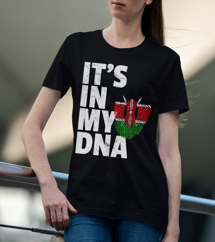 ITS IN MY DNA Kenya Flag Fingerprint T-Shirt