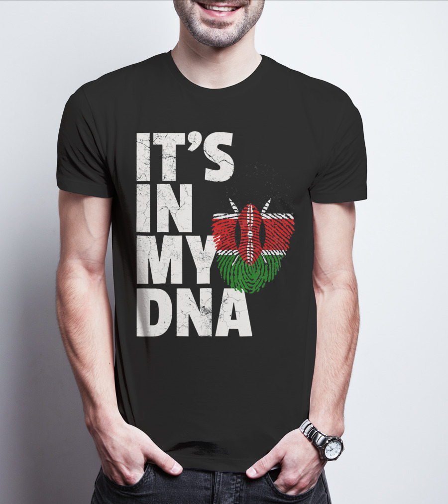 ITS IN MY DNA Kenya Flag Fingerprint T-Shirt