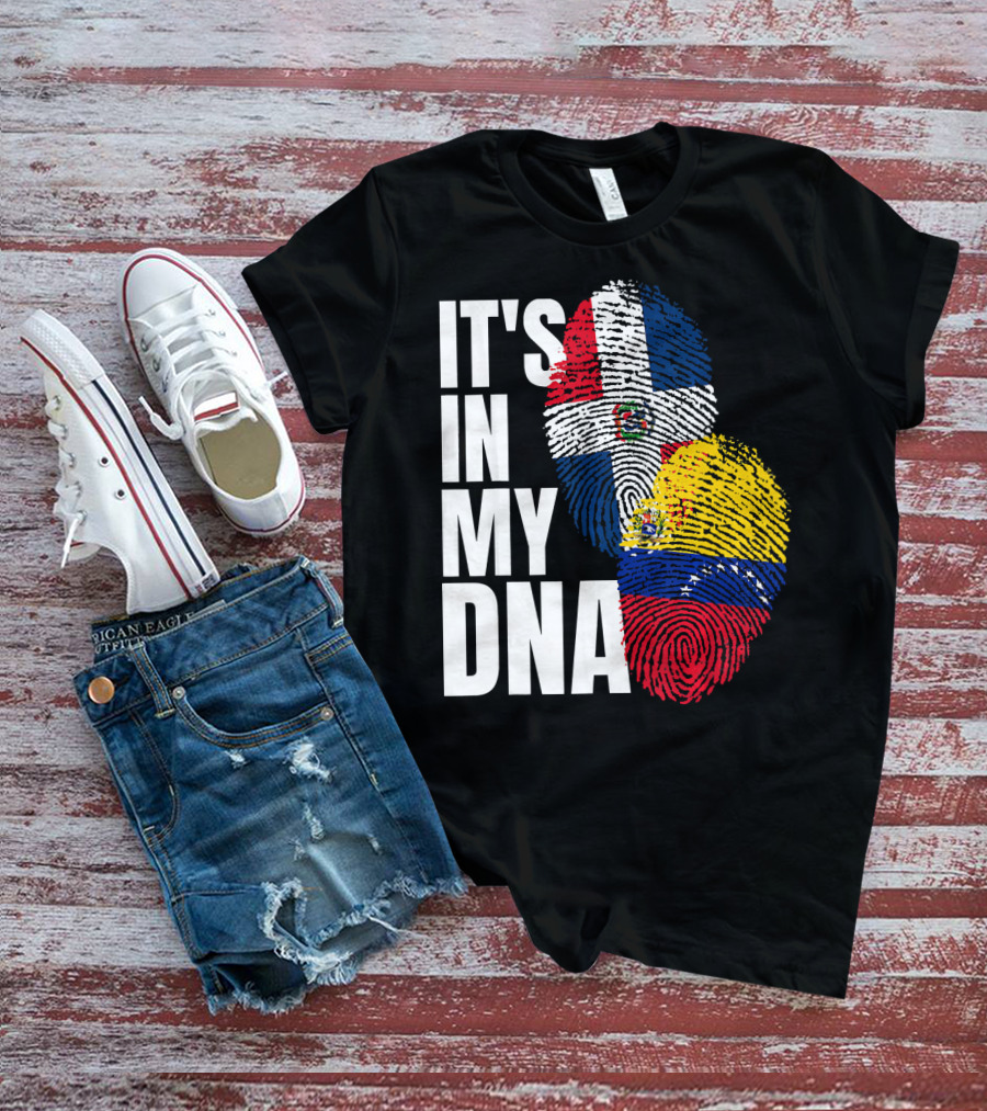 It's In My DNA Dominican Venezuelan Fingerprint Flags T-Shirt
