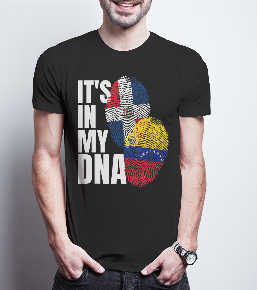It's In My DNA Dominican Venezuelan Fingerprint Flags T-Shirt