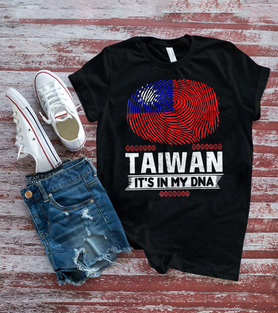 TAIWAN IT'S IN MY DNA Fingerprint Taiwanese Flag T-Shirt