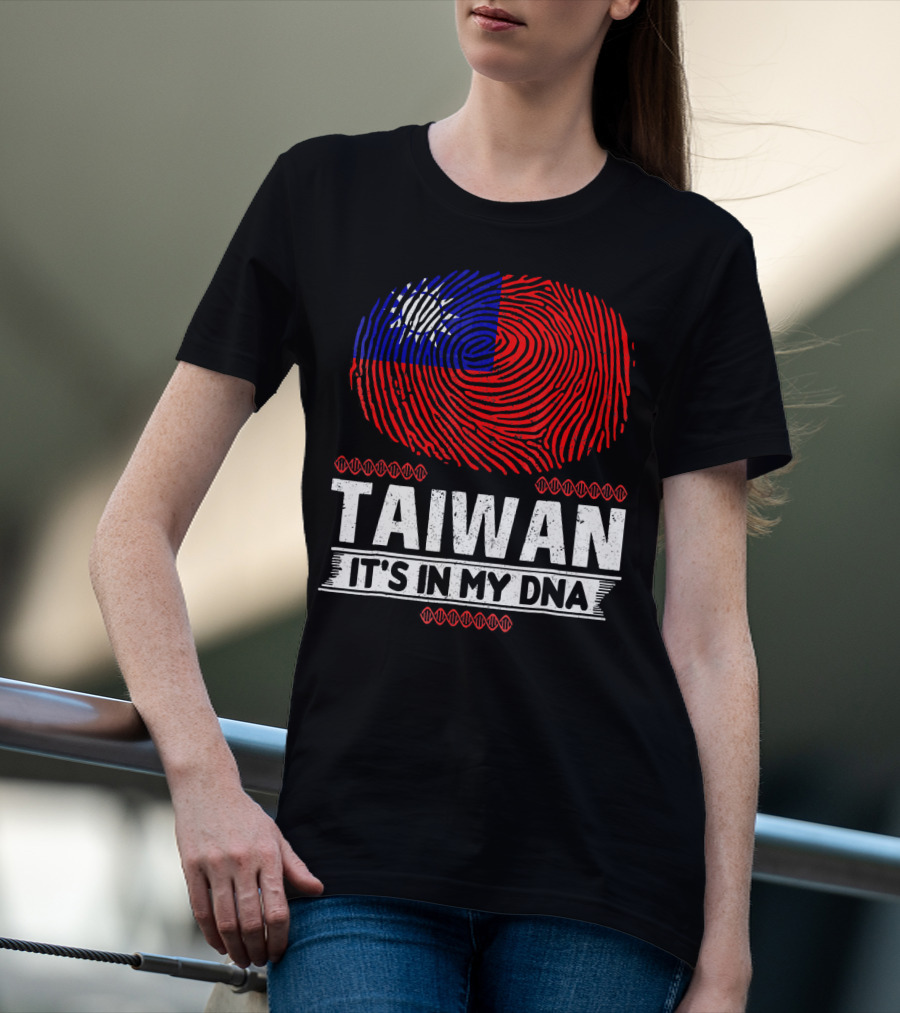 TAIWAN IT'S IN MY DNA Fingerprint Taiwanese Flag T-Shirt