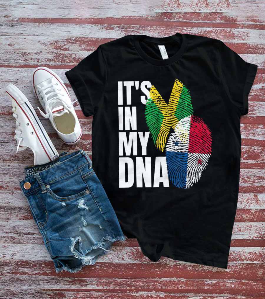 Panamanian And Jamaican Mix It's In My DNA Flag Her T-Shirt