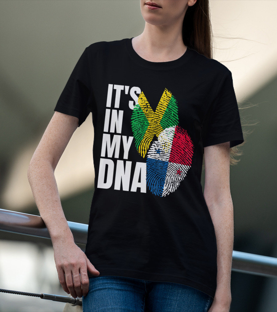 Panamanian And Jamaican Mix It's In My DNA Flag Her T-Shirt