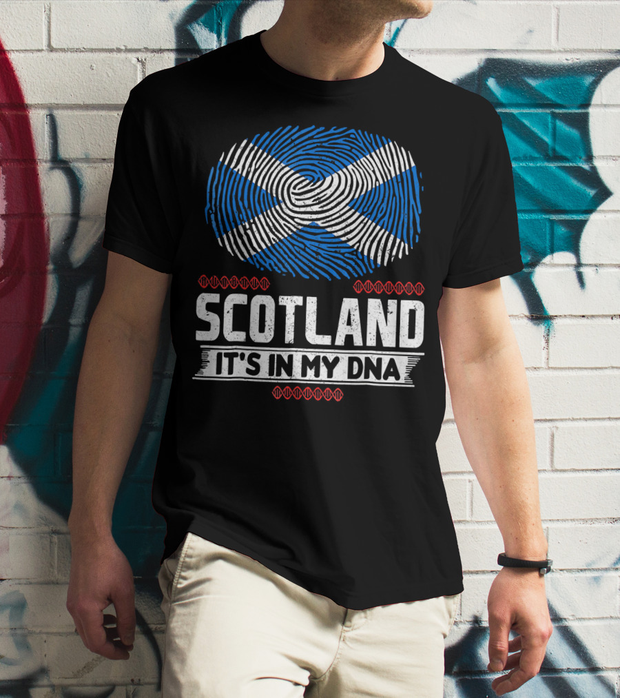 SCOTLAND It's In My DNA Scottish Flag Fingerprint T-Shirt