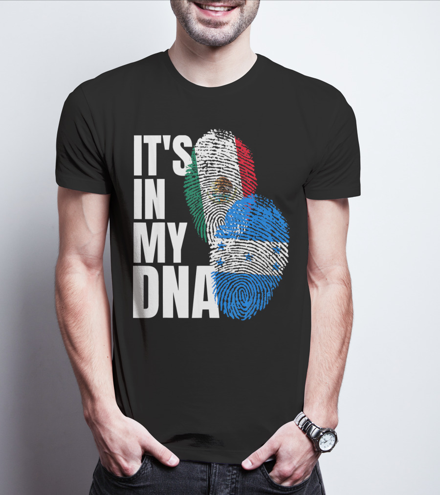 Mexican And Honduran Flag Fingerprints It's In My DNA Heritage T-Shirt