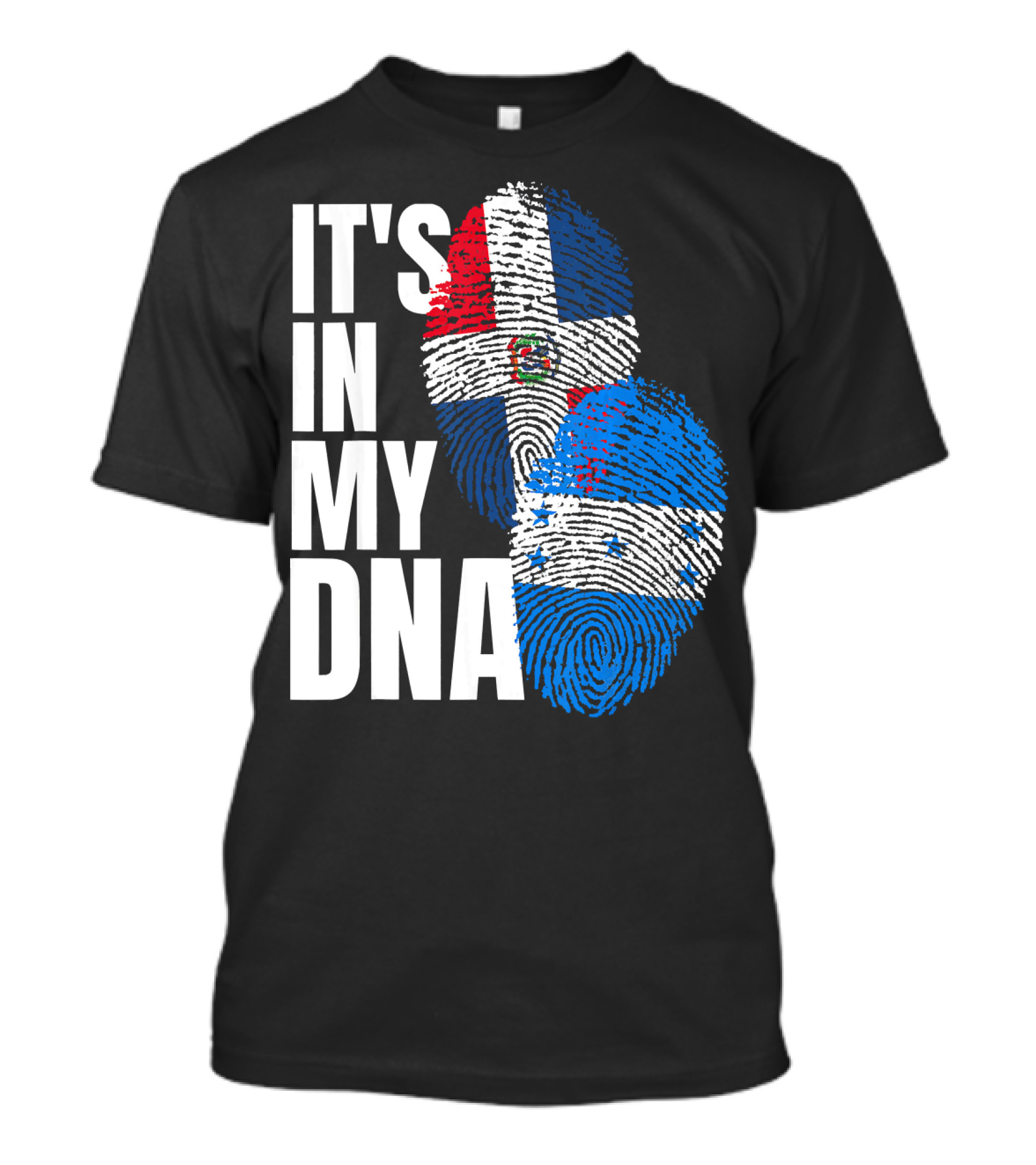 Honduran And Dominican Mix It's In My DNA Fingerprints Flag T-Shirt
