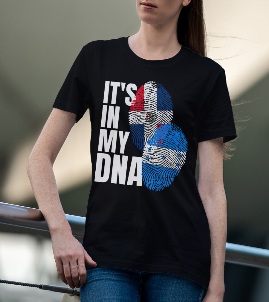 Honduran And Dominican Mix It's In My DNA Fingerprints Flag T-Shirt