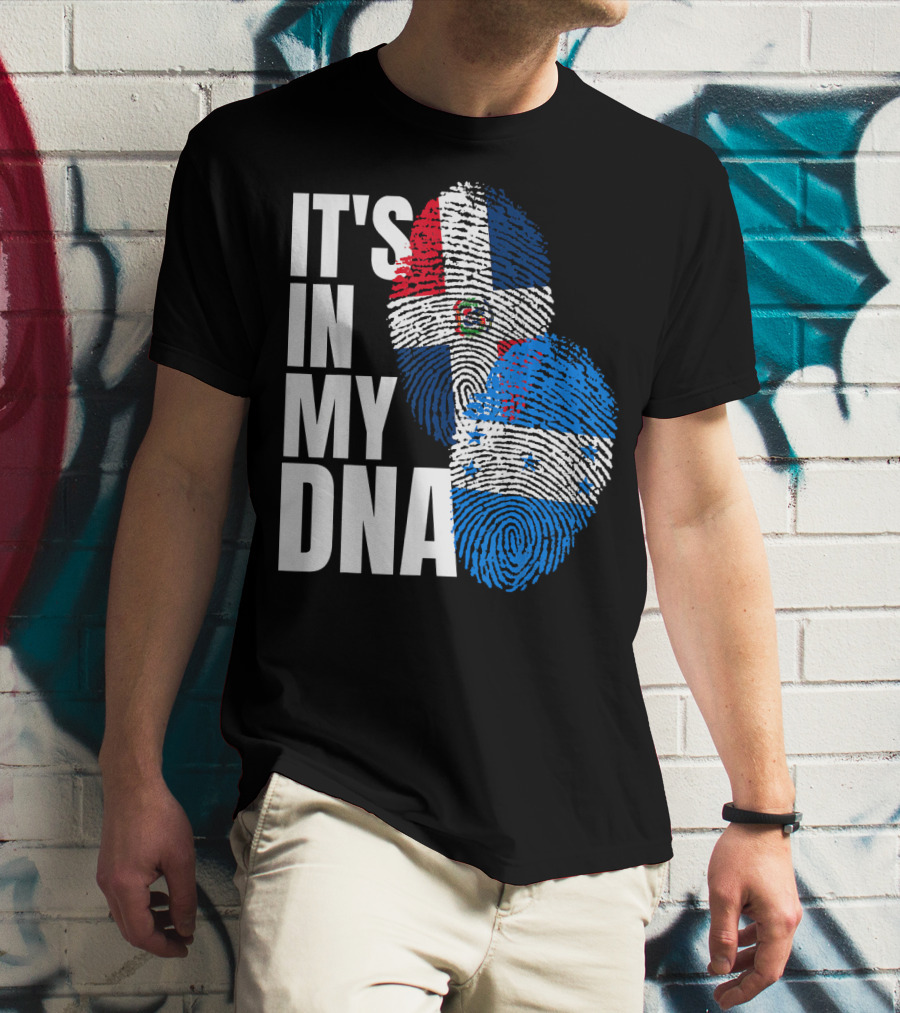 Honduran And Dominican Mix It's In My DNA Fingerprints Flag T-Shirt