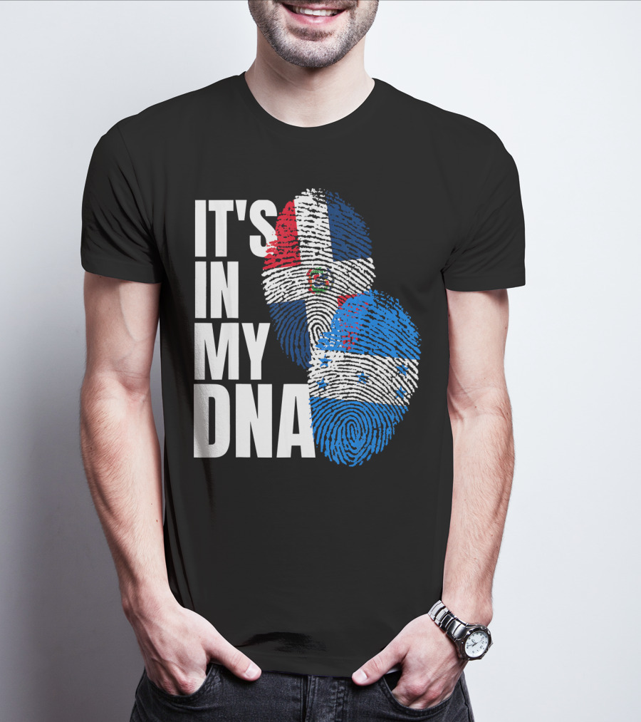Honduran And Dominican Mix It's In My DNA Fingerprints Flag T-Shirt