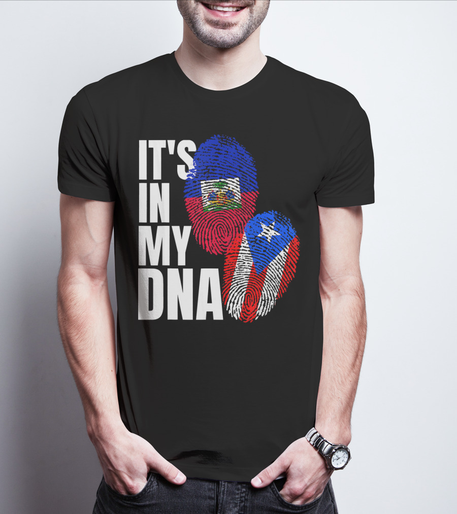 It's In My DNA Haitian Puerto Rican Flag Heritage T-Shirt