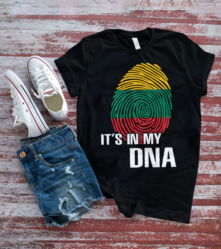 It's In My DNA Lithuania Fingerprint Lithuanian Flag T-Shirt