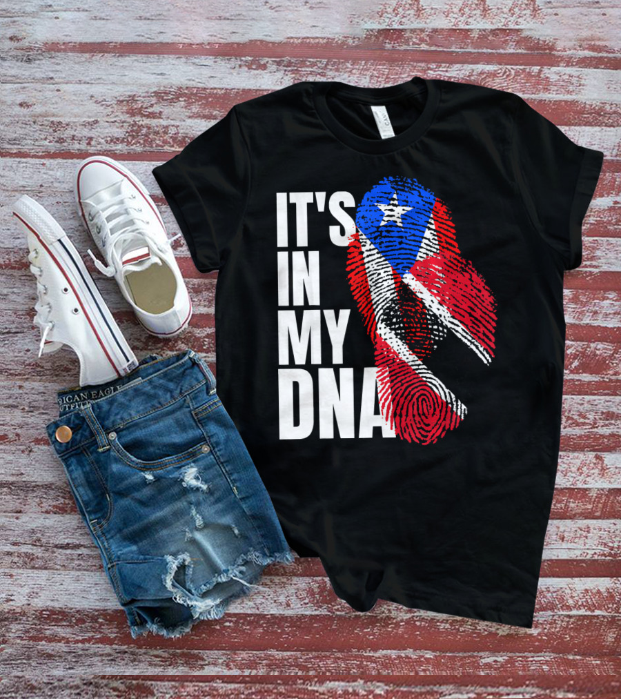 Trinidadian And Boricua Mix It's In My DNA Flag Fingerprint T-Shirt