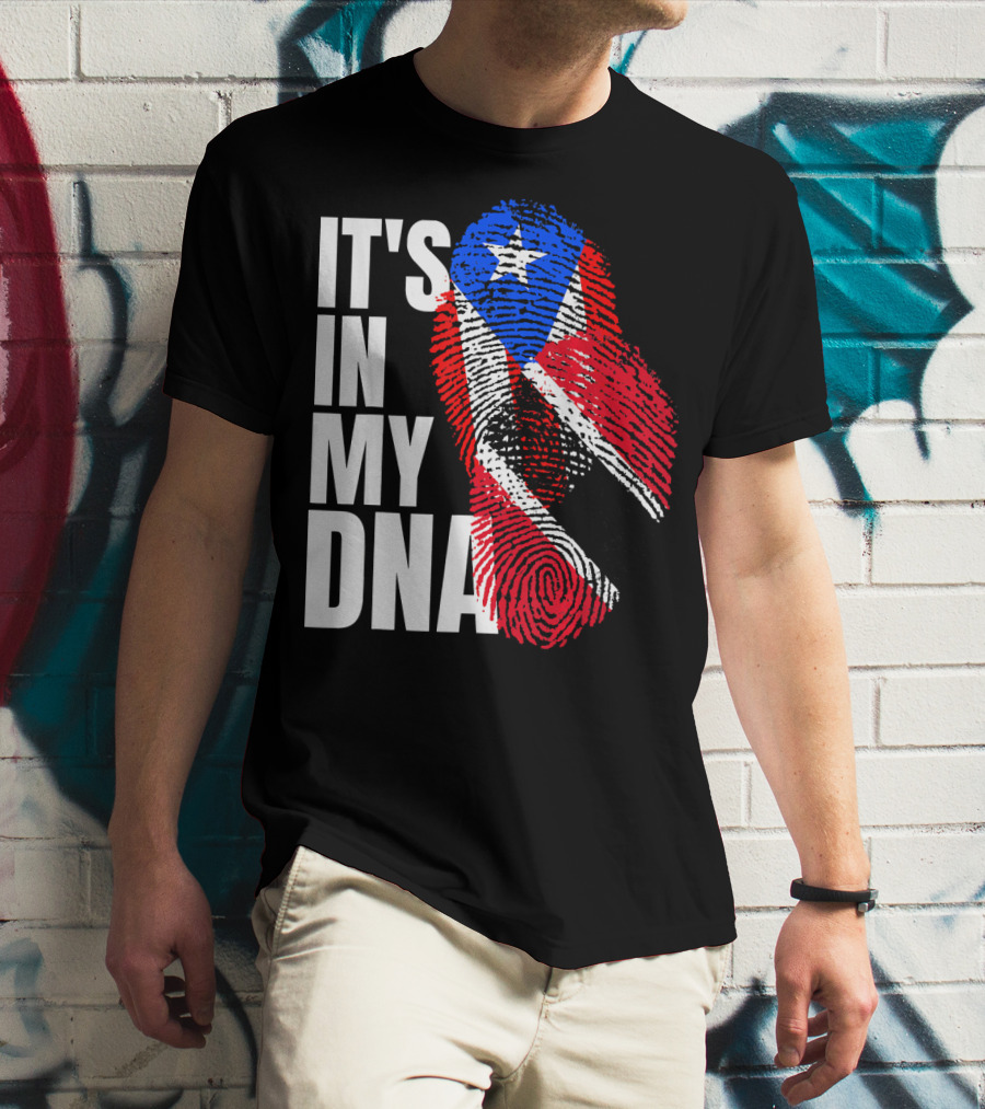 Trinidadian And Boricua Mix It's In My DNA Flag Fingerprint T-Shirt