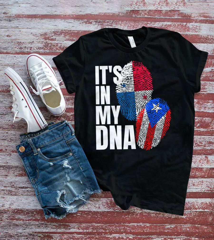 Panamanian Puerto Rican It's In My DNA Fingerprint Flag T-Shirt