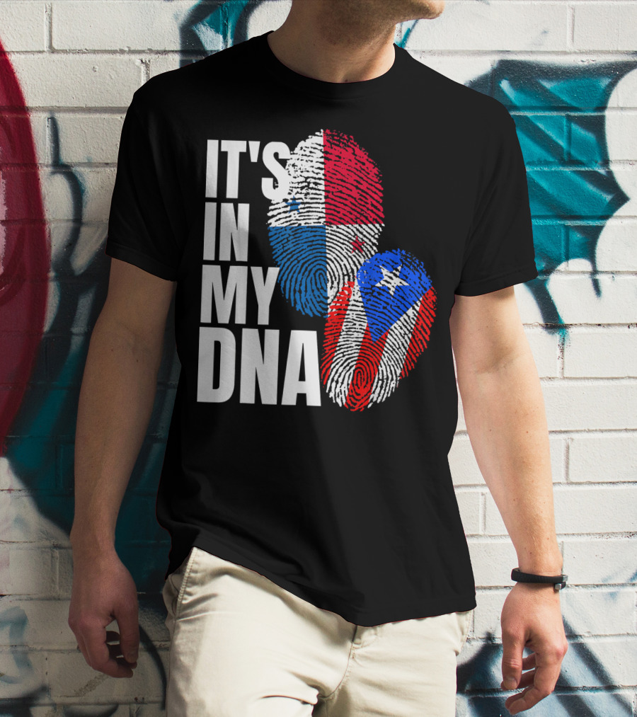 Panamanian Puerto Rican It's In My DNA Fingerprint Flag T-Shirt