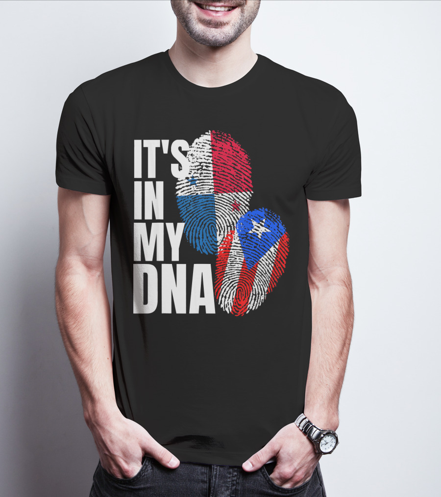 Panamanian Puerto Rican It's In My DNA Fingerprint Flag T-Shirt