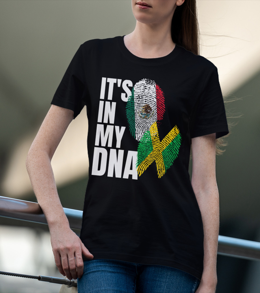 It's In My DNA Jamaican Mexican Flag Fingerprint Heritage T-Shirt