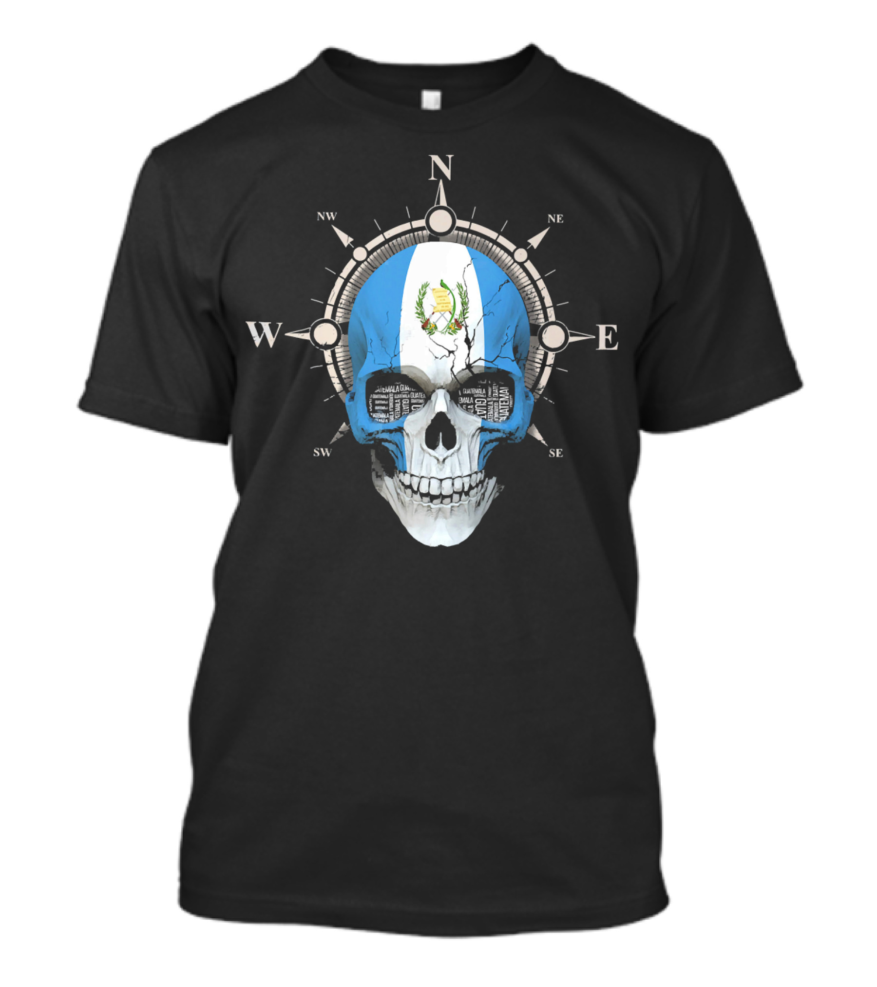 Guatemala Flag Skull Compass Guatemalan Directions T-Shirt