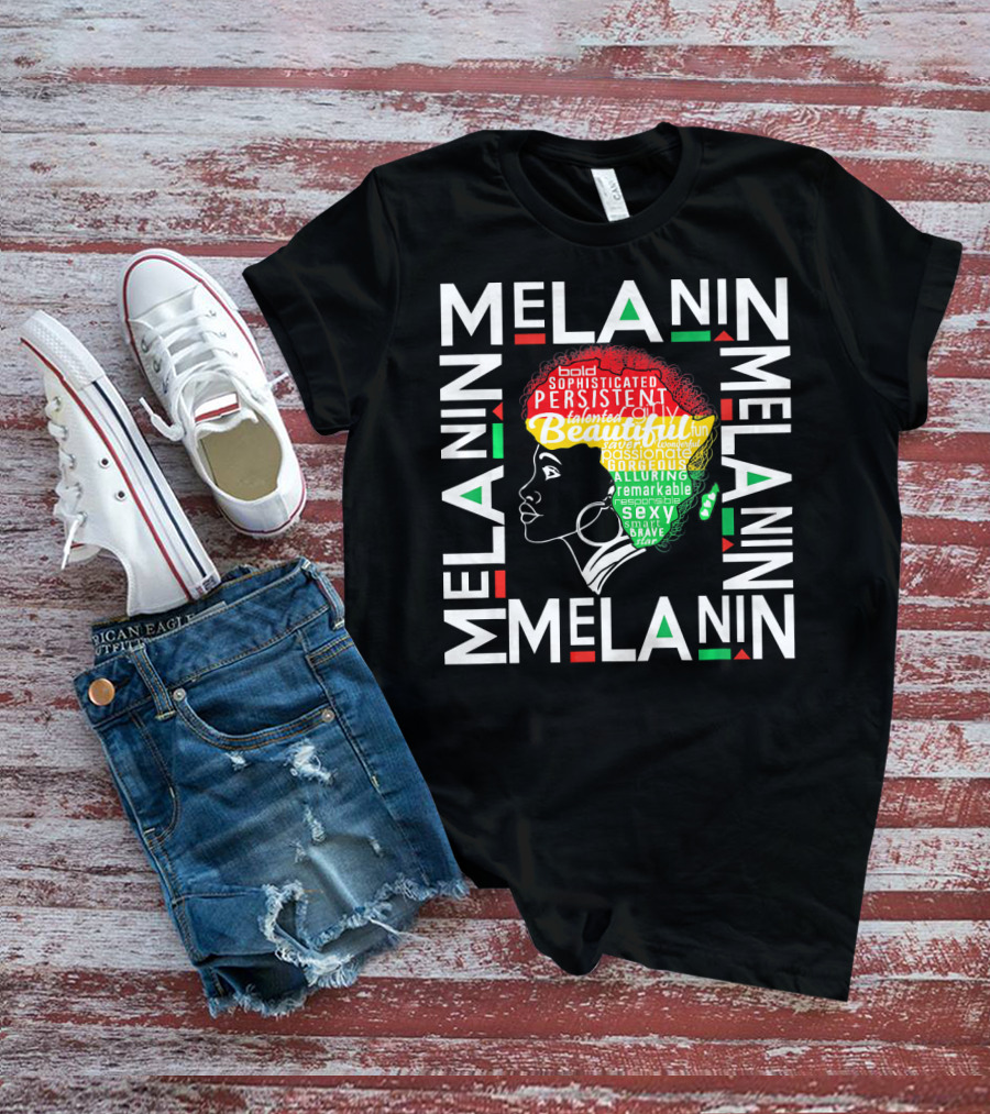 Beautiful Black Queen Melanin Bold Persistent Talented Fun Brave Alluring T-Shirt