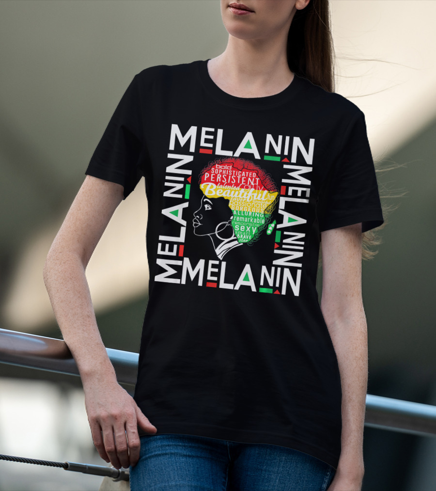 Beautiful Black Queen Melanin Bold Persistent Talented Fun Brave Alluring T-Shirt