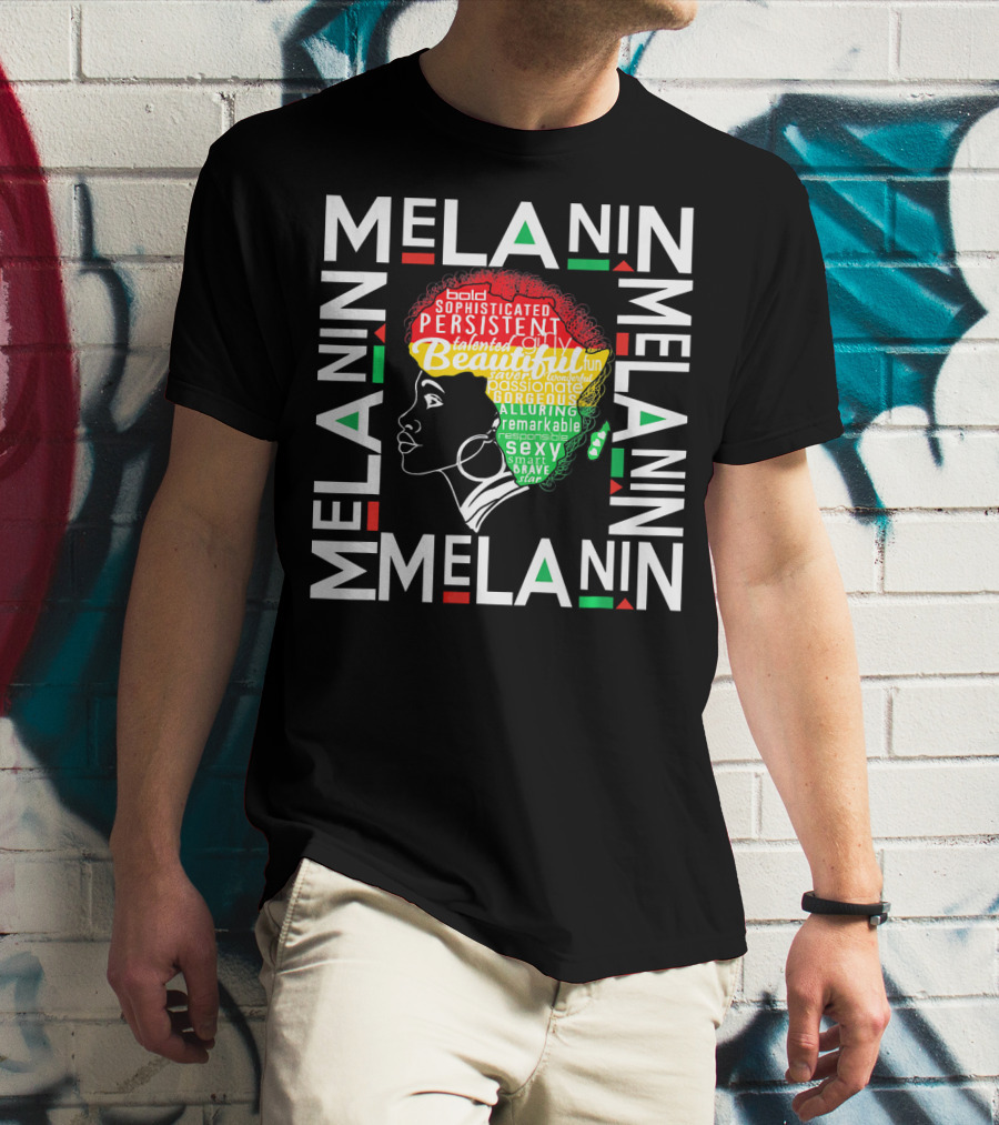 Beautiful Black Queen Melanin Bold Persistent Talented Fun Brave Alluring T-Shirt