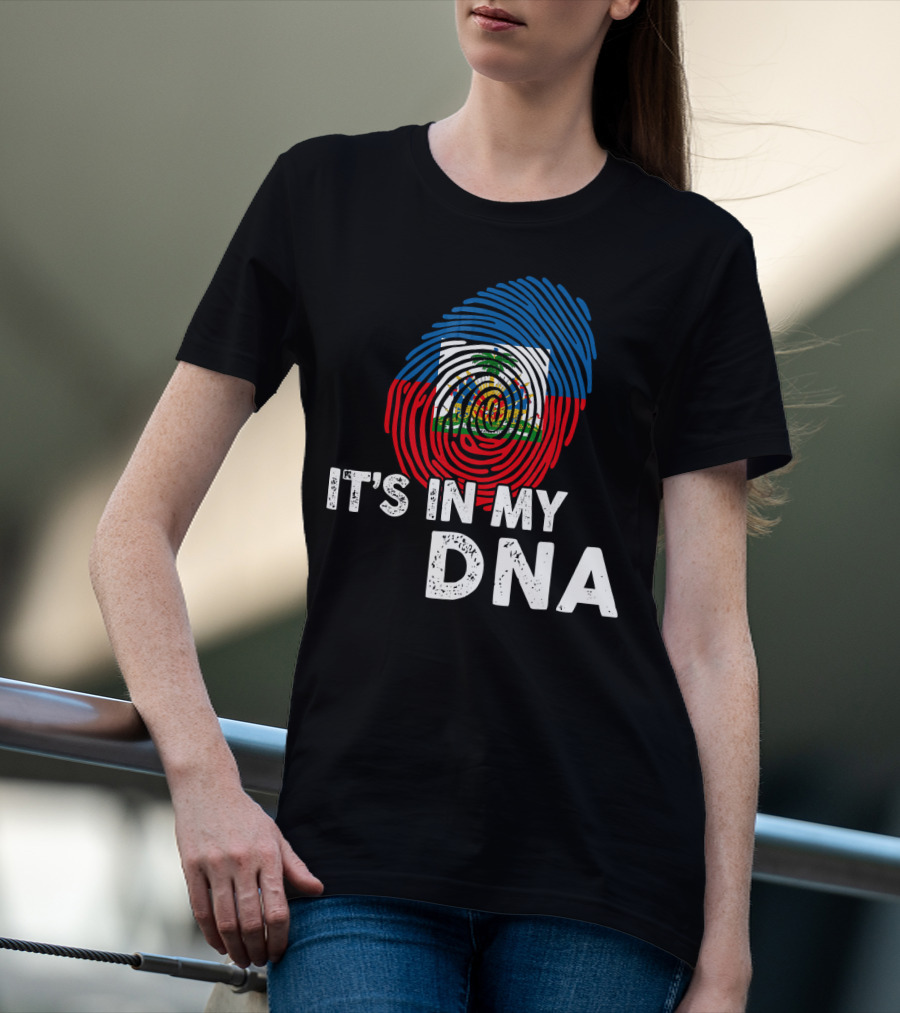 Haiti Flag Fingerprint It's In My DNA Haitian Pride T-Shirt