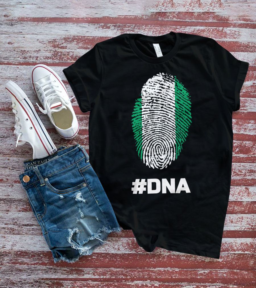 DNA Nigeria Black History Holiday Fingerprint T-Shirt