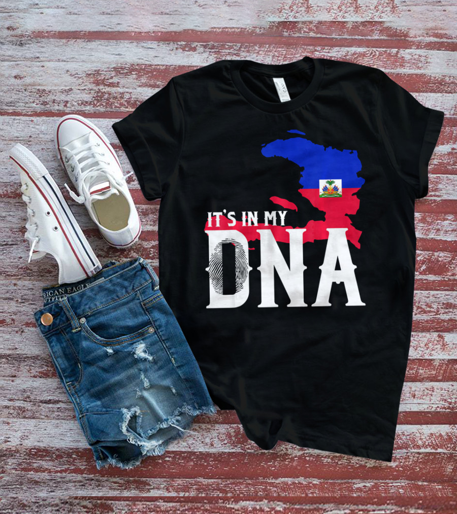 It's In My DNA Fingerprint Prideful Haiti Flag Map T-Shirt