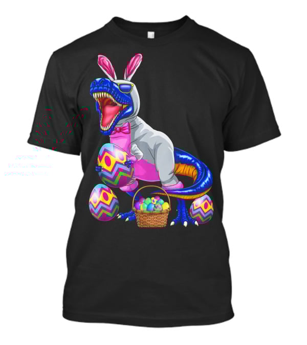 Easter Bunny T-Rex Dinosaur With Colorful Eggs T-Shirt