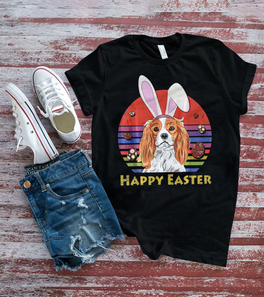 Happy Easter Cavalier King Charles Dog Bunny Headband T-Shirt
