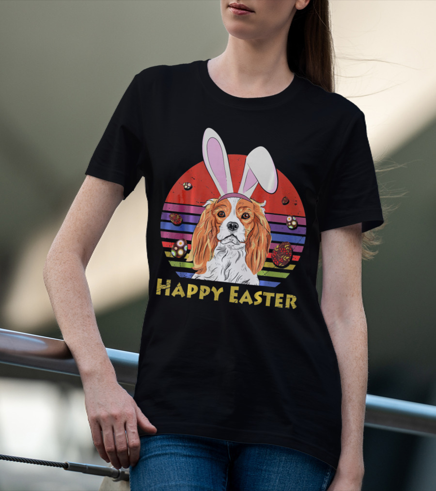 Happy Easter Cavalier King Charles Dog Bunny Headband T-Shirt