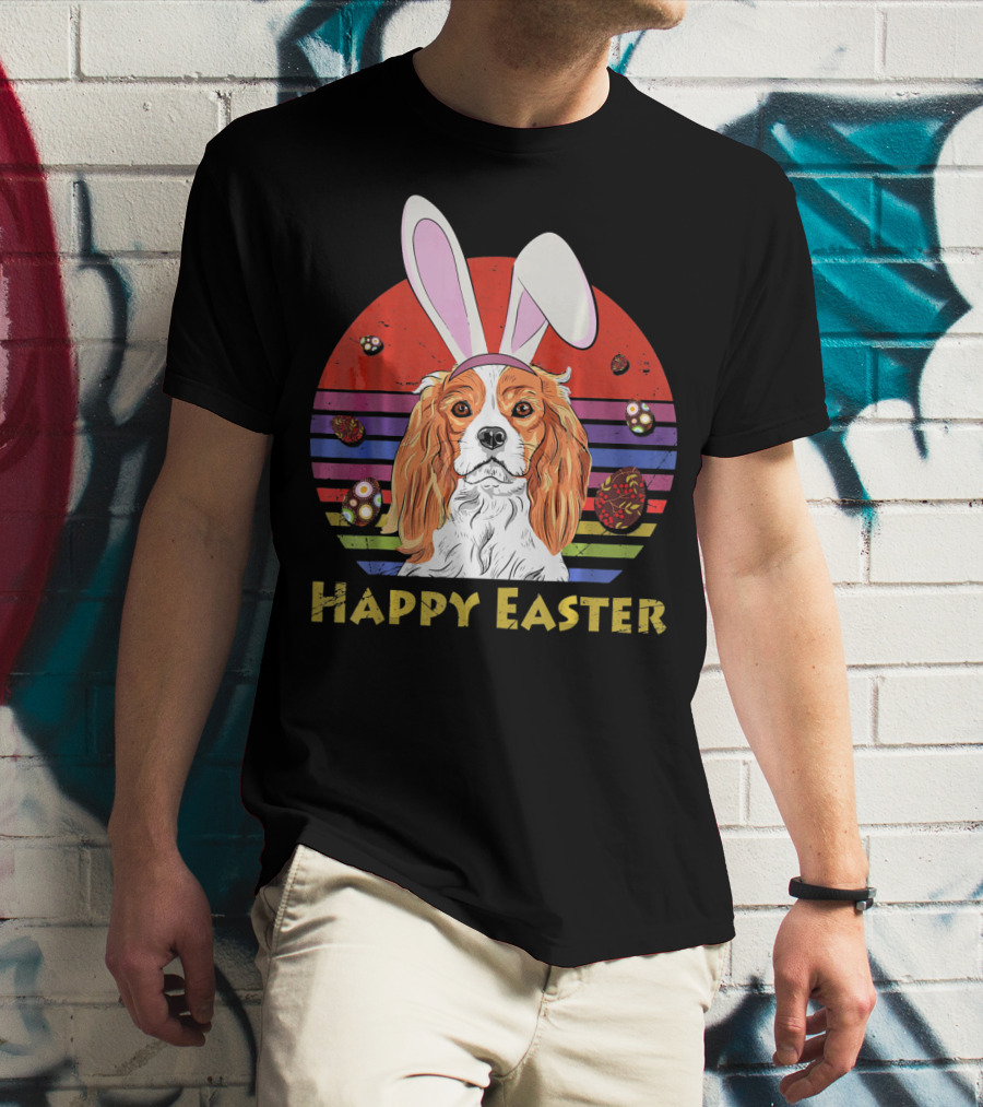 Happy Easter Cavalier King Charles Dog Bunny Headband T-Shirt