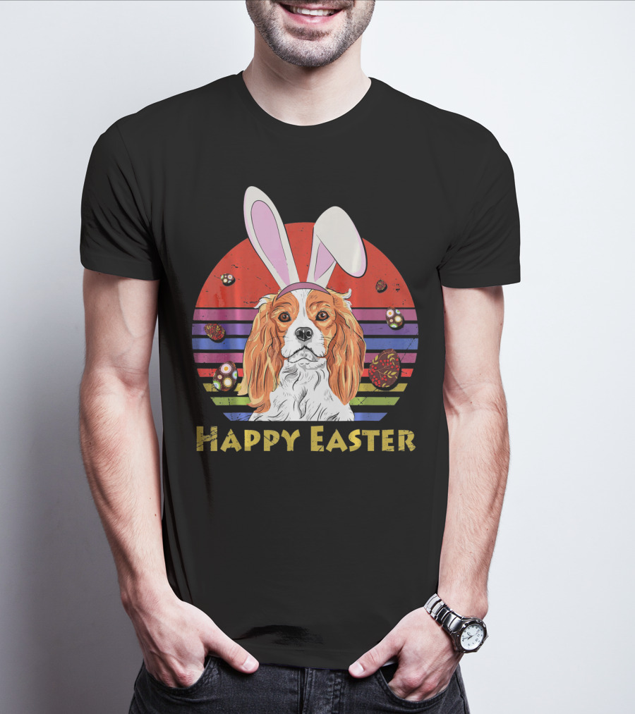 Happy Easter Cavalier King Charles Dog Bunny Headband T-Shirt