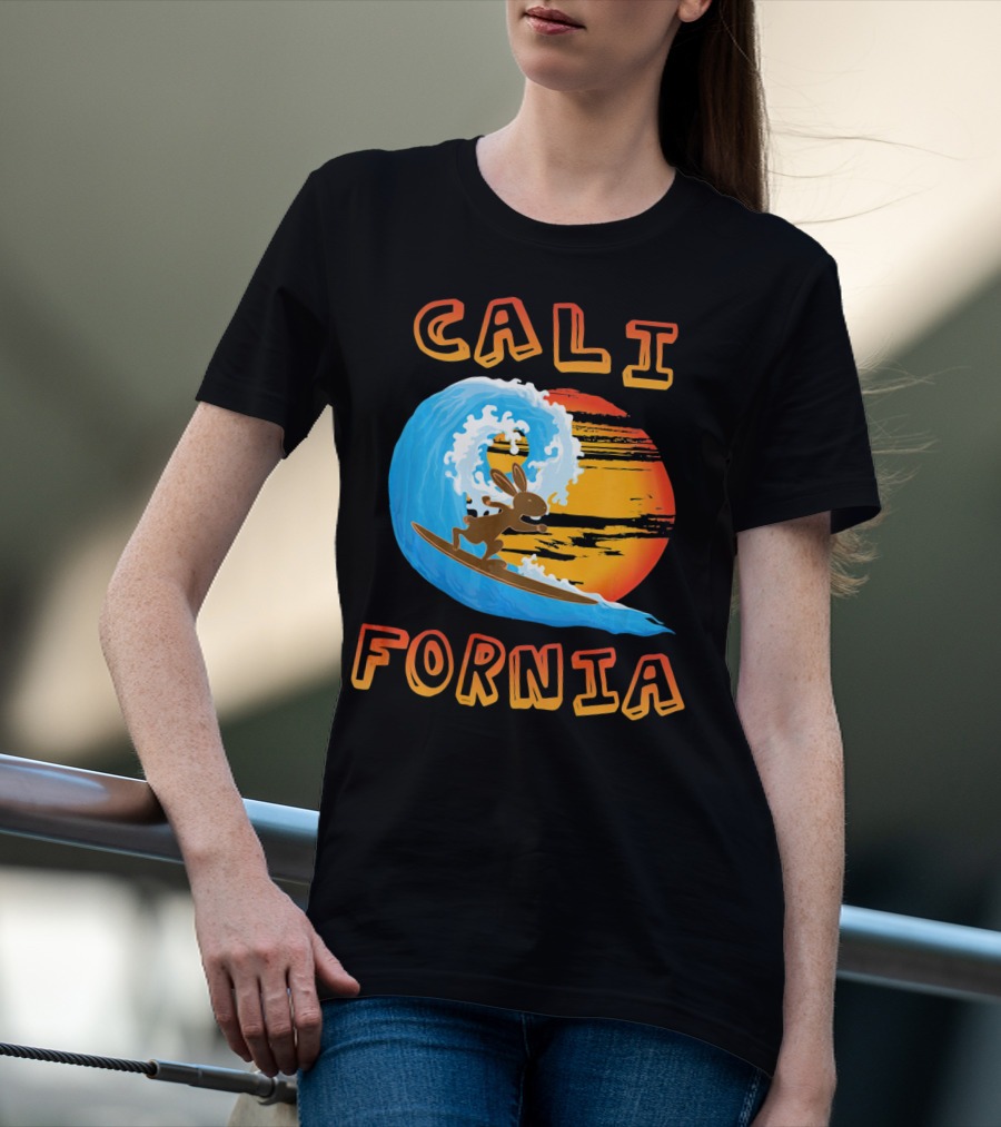 California Surfing Rabbit Easter Wave Sun T-Shirt