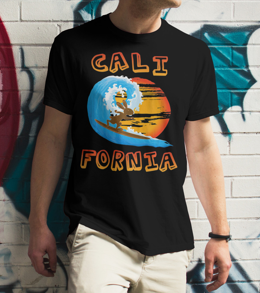 California Surfing Rabbit Easter Wave Sun T-Shirt
