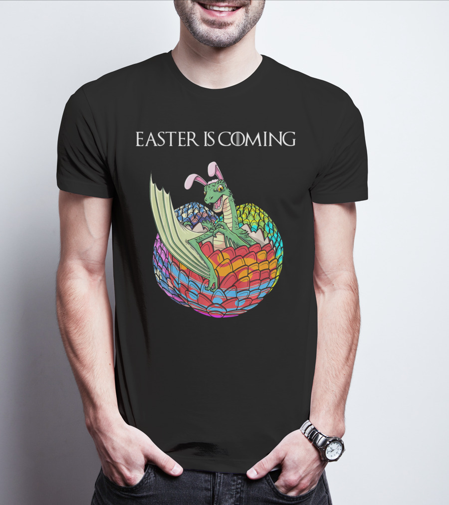 Easter Is Coming Dragon In Colorful Egg T-Shirt