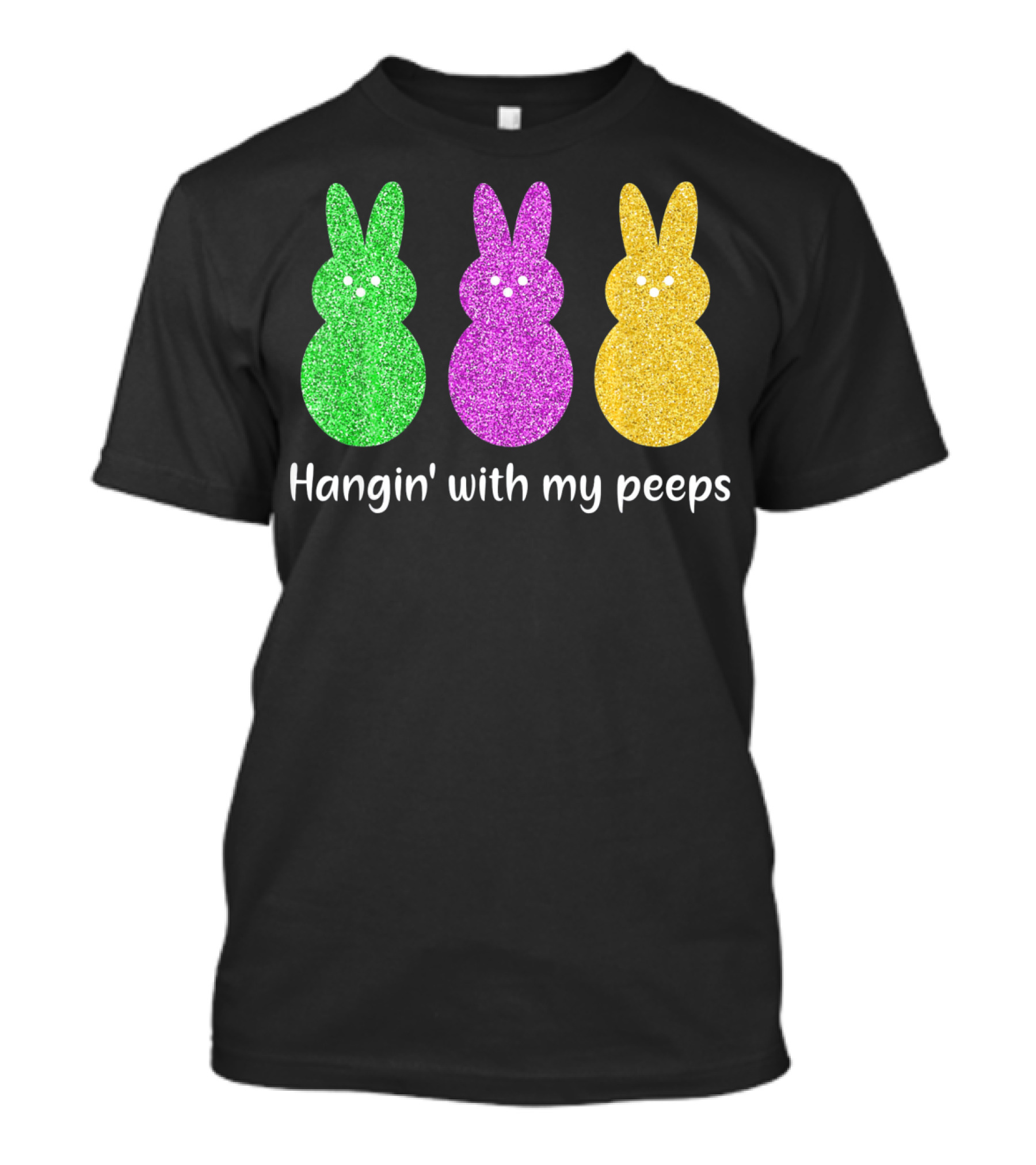 Hangin With My Peeps Glittery Bunny Trio T-Shirt