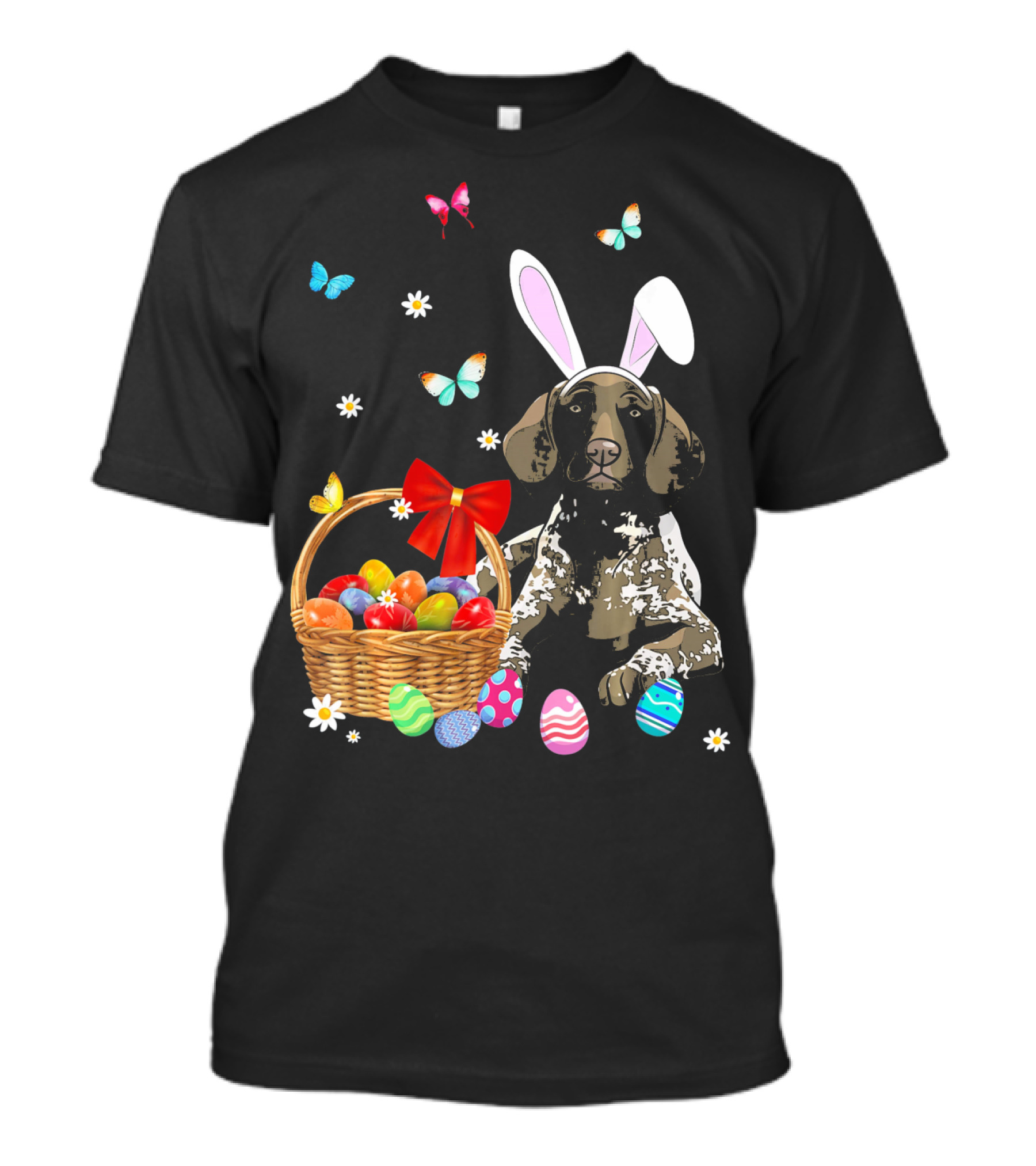 German Shorthaired Pointer With Bunny Ears And Easter Basket T-Shirt
